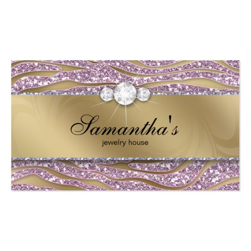 Sparkle Jewelry Business Card Zebra Gold Pink 2 (front side)
