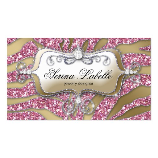 Sparkle Jewelry Business Card Zebra Gold Pink 5 (front side)
