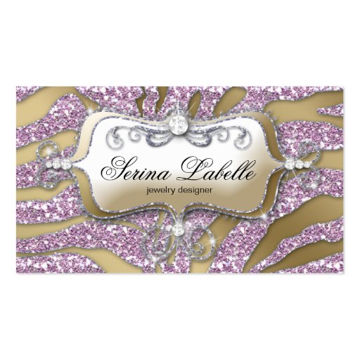 Sparkle Jewelry Business Card Zebra Gold Pink Ice (front side)