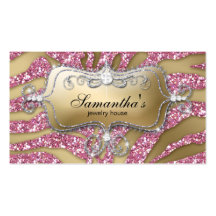 Sparkle Jewelry Business Card Zebra Gold Pink Silv