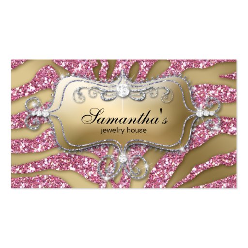 Sparkle Jewelry Business Card Zebra Gold Pink Silv (front side)