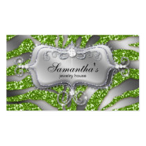 Sparkle Jewelry Business Card Zebra Green Silver business cards
