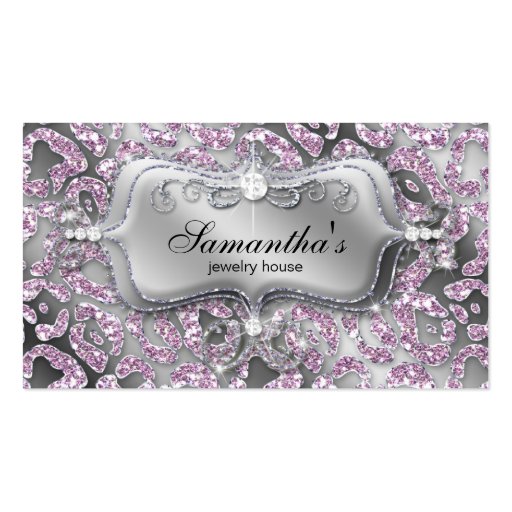 Sparkle Jewelry Business Card Zebra Ice Pink (front side)