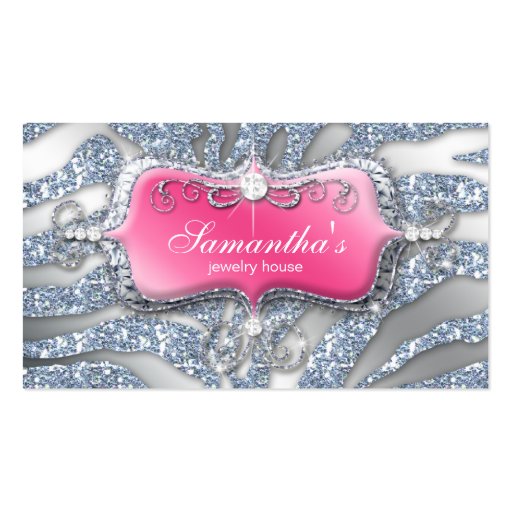 Sparkle Jewelry Business Card Zebra Pink Silver