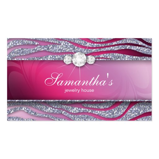 Sparkle Jewelry Business Card Zebra Plum Pink (front side)
