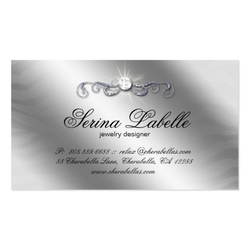 Sparkle Jewelry Business Card Zebra Silver Pink H (back side)