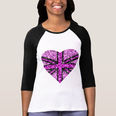 Sparkle Look UK Pink Heart Black 3/4 sleeve Shirts