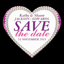 Sparkle Pink Romance Save the Date Heart Stickers stickers