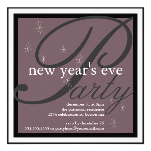 Sparkle Pretty New Years Eve Party Invitation (front side)