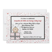 Sparkle Red & Black shower Invite light boy