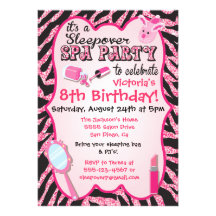 Sparkle Sleepover Spa Birthday Party Invitations