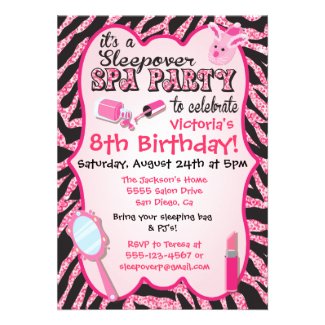 Sparkle Sleepover Spa Birthday Party Invitations