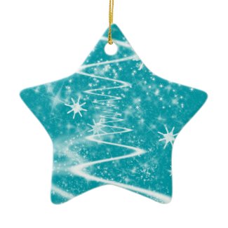 Sparkle Snow Star Blue Ornament