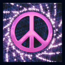 Sparkler Pink Peace Sign Invitations invitations