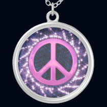 Sparkler Pink Peace Sign Necklace necklaces