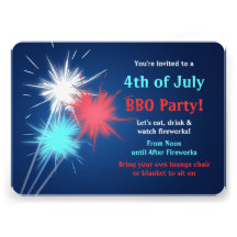 Sparklers 4th of July BBQ Party Invitations