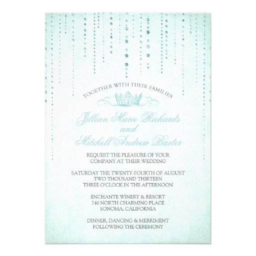 Sparkles & Crown Fairytale Wedding Invitation (front side)