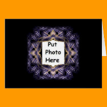 Sparkling Blue Square Fractal Art Frame cards