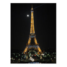 Sparkling Eiffel Tower at Moonlight Postcard