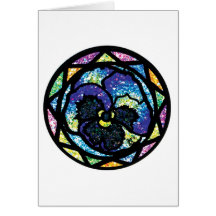 Sparkling Glitter Blue Pansy Greeting Card