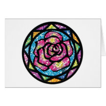 Sparkling Glitter Pink Rose Greeting Cards
