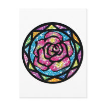 Sparkling Glitter Pink Rose Post Cards