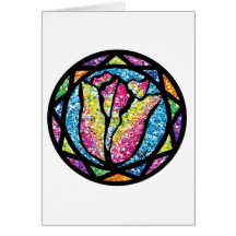 Sparkling Glitter Pink Tulip Greeting Cards