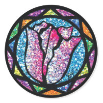 Sparkling Glitter Pink Tulip Stickers