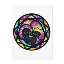 Sparkling Glitter Purple Pansy Post Cards