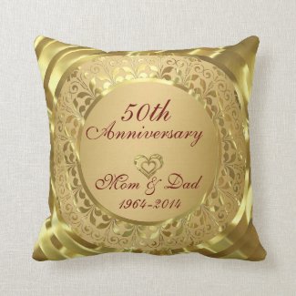 Sparkling Gold 50th Wedding Anniversary Pillows