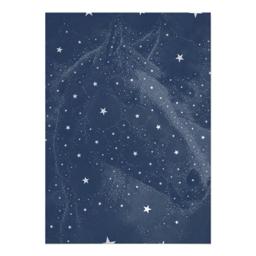 Sparkling Horse Constellation Stars Midnight Blue Personalized Invitation