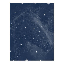 Sparkling Horse Constellation Stars Midnight Blue Post Cards