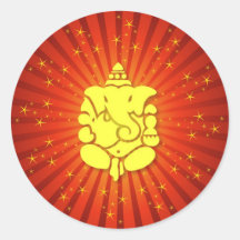 Sparkling Lord Ganesha Round Sticker