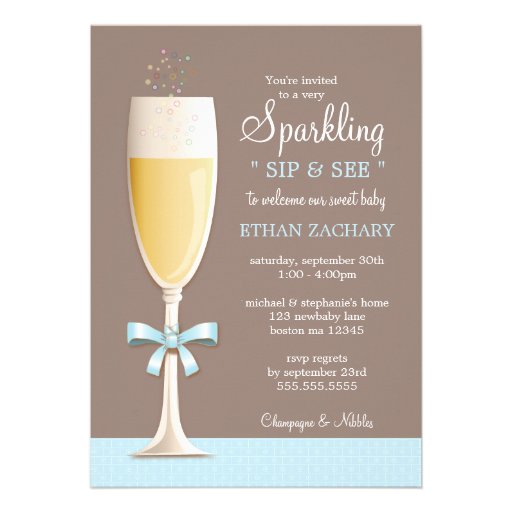 Sparkling New Baby Boy Sip and See Invitation