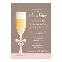 Sparkling New Baby Girl Sip and See Invitation