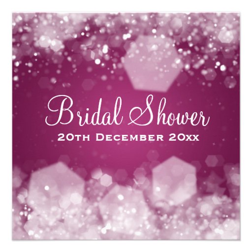 Sparkling Night Plum Elegant Bridal Shower Custom Announcements