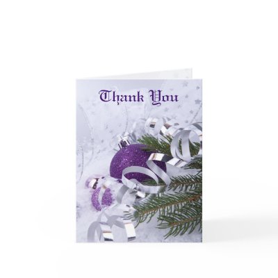 Sparkling Purple Ornaments Thank You Card