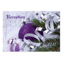 Sparkling Purple Ornaments Wedding Reception Cards Business Card