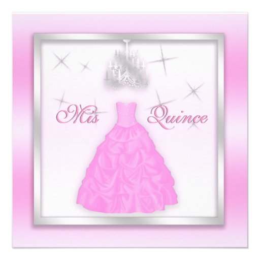 Sparkling Quinceanera Invite Light Pink Silver