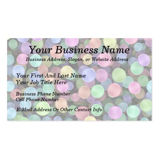 Sparkling Rainbow Polka Dots Business Card (front side)