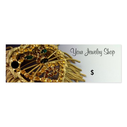 Sparkling Rhinestone Lion Jewelry Price Tags Business Card (front side)