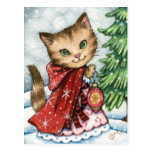 Sparkling Snow - Cute Christmas Cat Postcard postcards