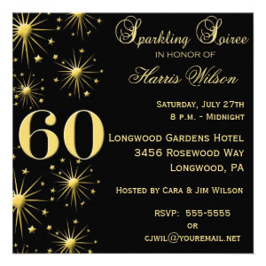 Sparkling Soiree 60th Birthday Invitations
