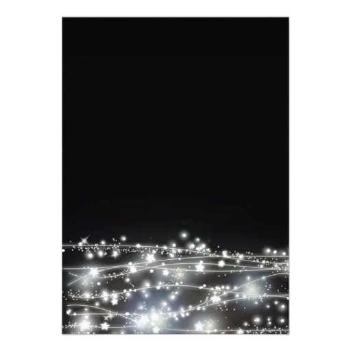 Sparkling Stars Black and White Party Invitation
