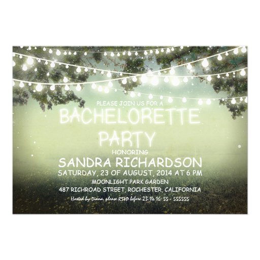 sparkling string lights BACHELORETTE PARTY INVITES (front side)