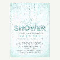Sparkly Aqua Blue Glitter Bridal Shower Invitation invitations