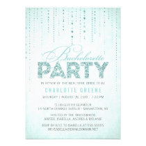 Sparkly Aqua Glitter Bachelorette Party Invitation
