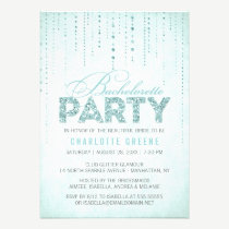 Sparkly Aqua Glitter Bachelorette Party Invitation invitations