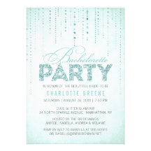 Sparkly Aqua Glitter Bachelorette Party Invitation