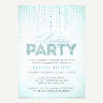 Sparkly Aqua Glitter Birthday Party Invitation invitations